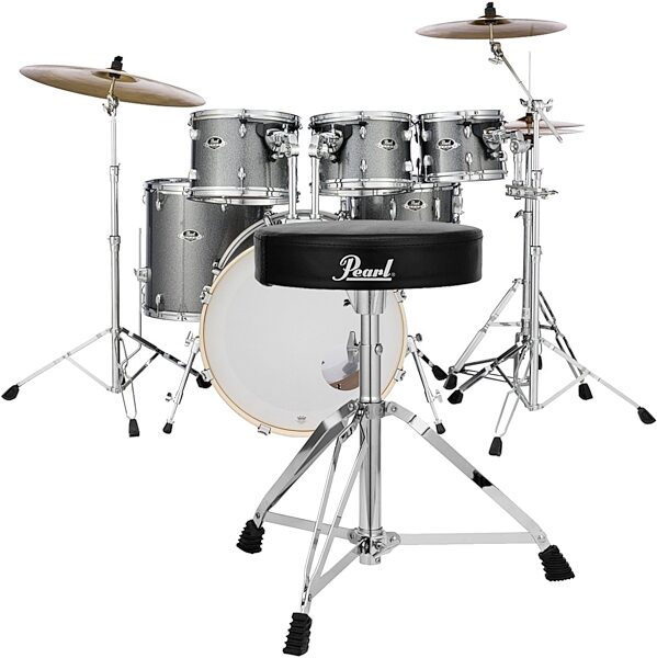 Pearl EX725SPC Export Drum Kit, 5-Piece, Grindstone Sparkle, with D50 Lightweight Drum Throne, pack