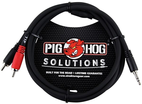 Pig Hog Solutions Stereo Breakout Cable, 3.5mm to Dual RCA, 6', Main