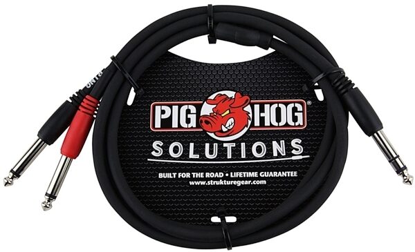 Pig Hog Dual TRS to 1/4" Insert Cable, 3', Main