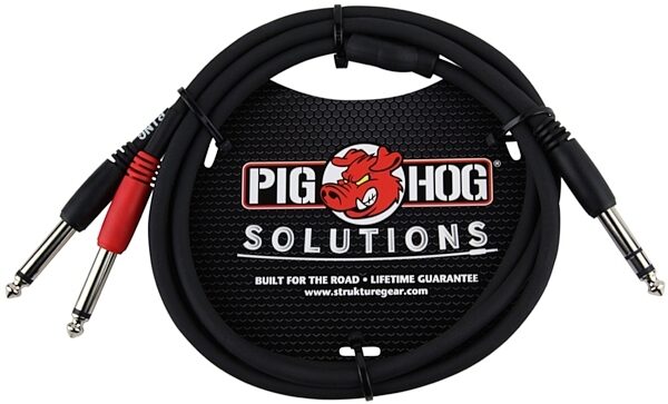 Pig Hog Dual TRS to 1/4" Insert Cable, 3', view