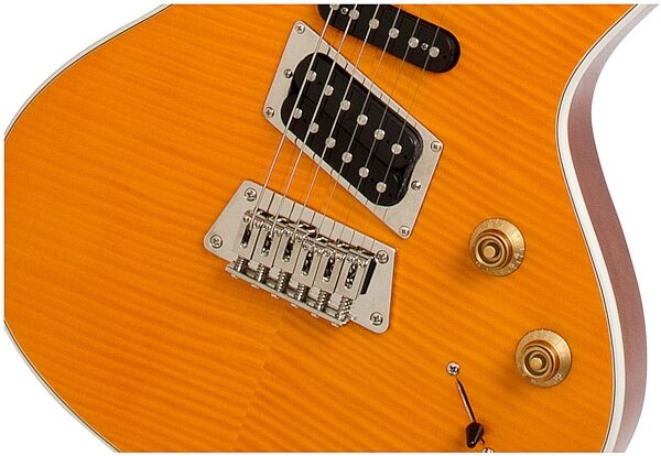 Epiphone Nighthawk Custom Reissue Electric Guitar, Transparent Amber - Bridge