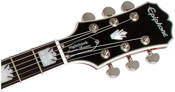 Epiphone Nighthawk Custom Reissue Electric Guitar, Transparent Amber - Headstock