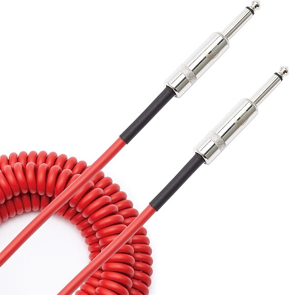 D'Addario Custom Series Coiled Instrument Cable, Red, 30', PW-CDG-30RD, Action Position Back