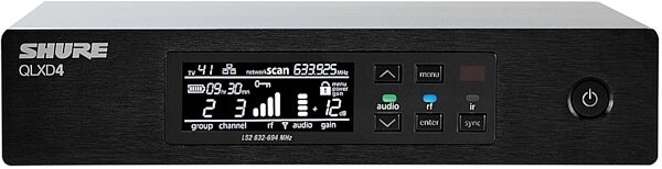 Shure QLXD4 Half-Rack Single-Channel Digital Wireless Receiver, Band G50 (470 - 534 MHz), Action Position Front