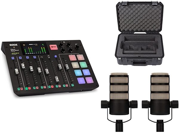 Rode RODECaster Pro Podcast Production Console, With 2 PodMics and SKB Case, rode