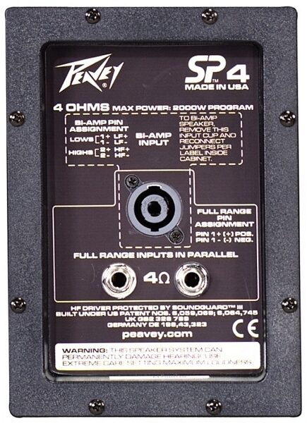 Peavey SP4 II Quasi-3-Way Passive, Unpowered PA Speaker (2000 Watts, 2x15"), New, Rear Panel Detail
