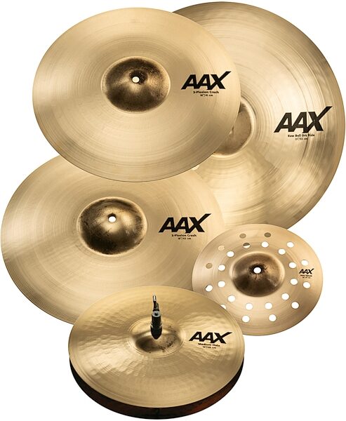 Sabian AAX Praise and Worship Cymbal Pack, 14&quot; Medium Hats, 16&quot; and 18&quot; Crash, and 21&quot; Ride, with 10&quot; Aero Splash, Detail Front