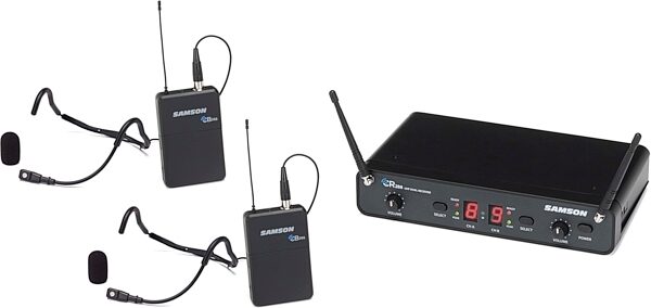 Samson Concert 288 Dual QE Fitness Wireless Headset Microphone System, Band I, Action Position Back