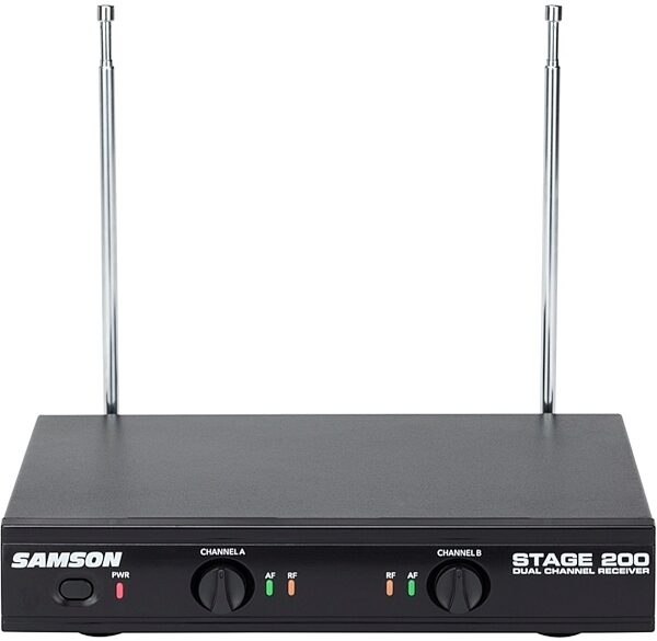 Samson Stage 200 Dual-Channel Handheld VHF Wireless Microphone System, Black, Band B, Receiver