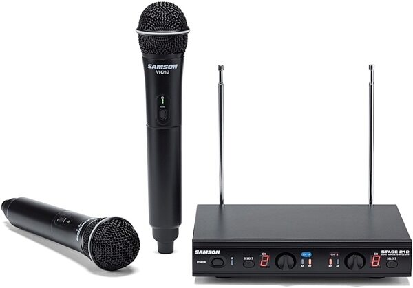 Samson Stage 212 Dual Handheld Vocal VHF Wireless Microphone System, New, Main