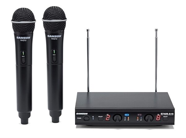 Samson Stage 212 Dual Handheld Vocal VHF Wireless Microphone System, New, ve