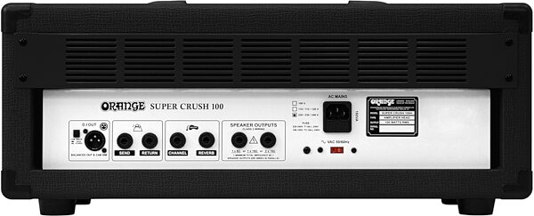 Orange Super Crush 100 Solid-State Guitar Amplifier Head (100 Watts), Black, Main Back