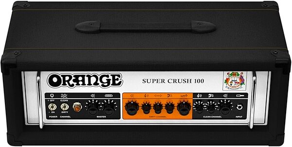 Orange Super Crush 100 Solid-State Guitar Amplifier Head (100 Watts), Black, Angled Front