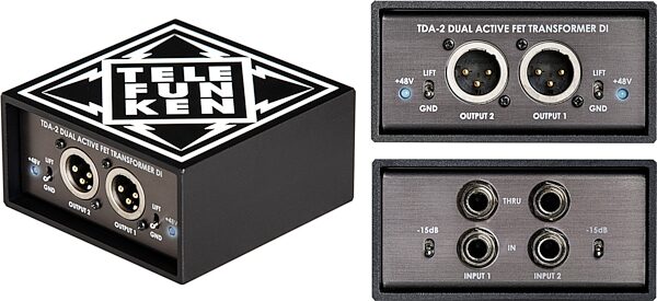 Telefunken TDA-2 Dual Active FET Transformer DI Direct Box, New, All Angles