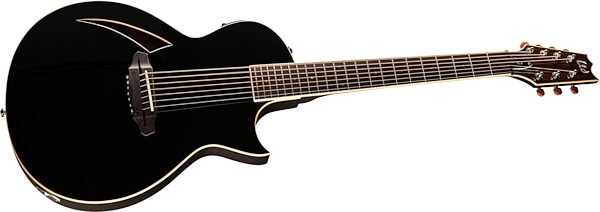 ESP LTD TL-7 Thinline Acoustic-Electric Guitar, 7-String, Black, Action Position Back