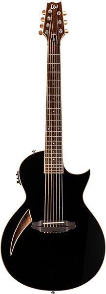 ESP LTD TL-7 Thinline Acoustic-Electric Guitar, 7-String, Black, Action Position Back