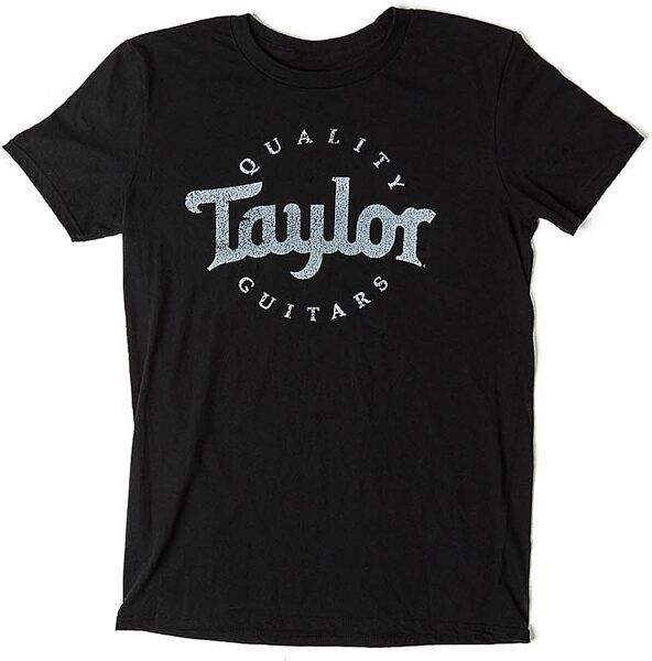 Taylor Mens Distressed Logo T-Shirt, Black/White, Large, Action Position Front