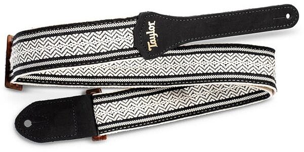 Taylor 2" Academy Jacquard Leather Guitar Strap, White and Black, Main