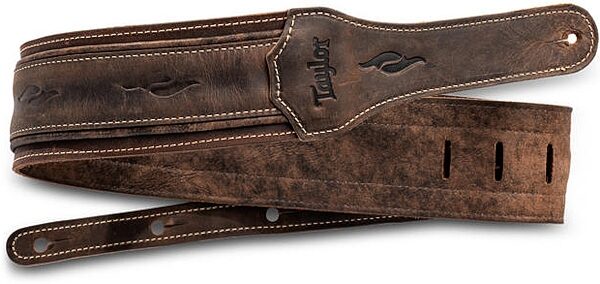 Taylor Element 3" Distressed Leather Guitar Strap, Brown, Action Position Back