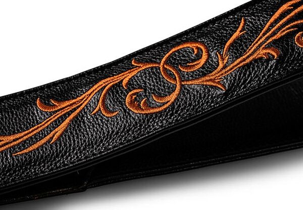 Taylor Nouveau 3" Embroidered Leather Guitar Strap, New, Action Position Back