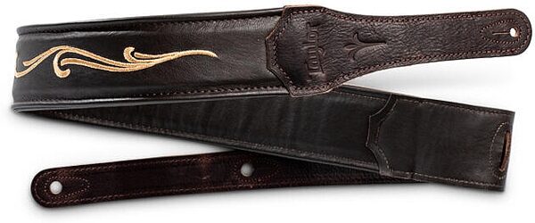 Taylor Spring Vine 2.5" Leather Guitar Strap, Chocolate Brown, Action Position Back