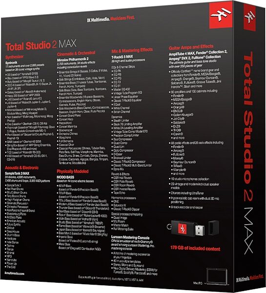IK Multimedia Total Studio MAX 2 Software Bundle, Boxed, Action Position Back
