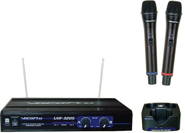 VocoPro UHF-3205 Dual Rechargeable Handheld Wireless Microphone System, New, Main