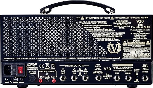 Victory V30 The Countess MKII Guitar Amplifier Head (40 Watts), New, Back