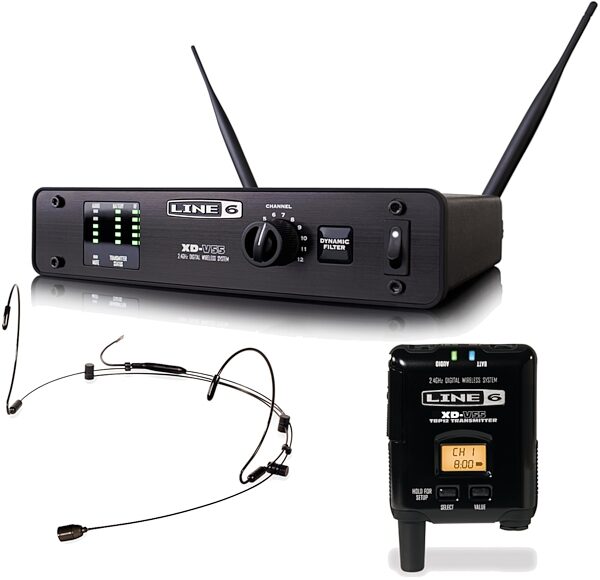 Line 6 XD-V55HS Digital Headset Wireless Microphone System, Tan Headset, 2.4 GHz, Main