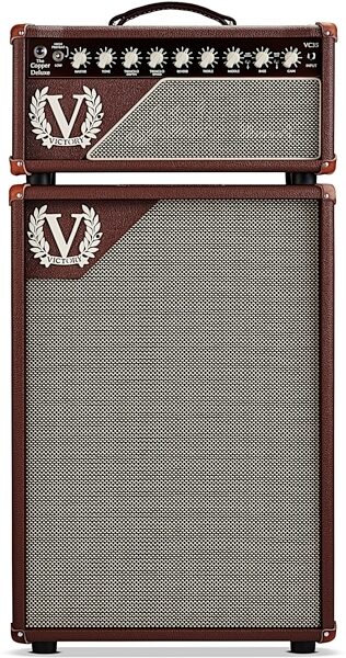 Victory V212-VB Celestion Gold Guitar Speaker Cabinet (100 Watts, 2x12), 16 Ohms, Main with head Back