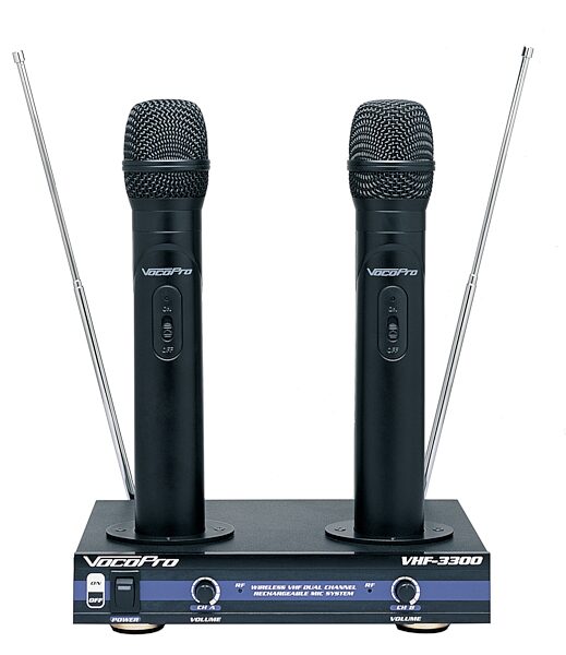 VocoPro VHF-3300 Dual Rechargeable Handheld Wireless Microphone System, 180.20 - 204.80 MHz, Main