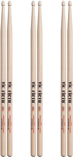 Vic Firth American Classic Extreme 5B Drumsticks, Wood Tip, 3-Pack, pack