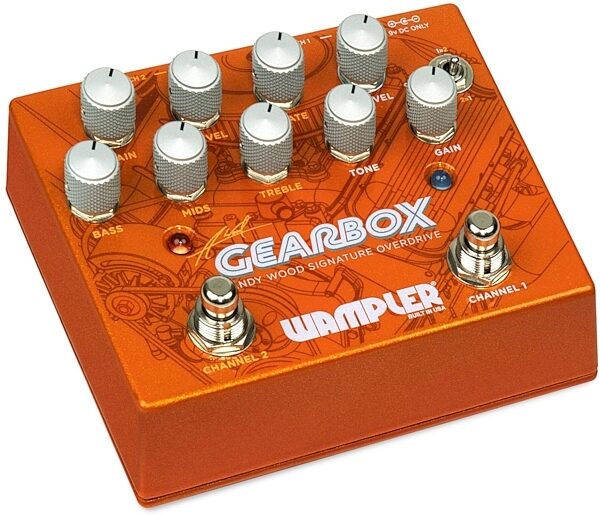 Wampler Andy Wood Gearbox Dual Overdrive Pedal, New, Angled Front