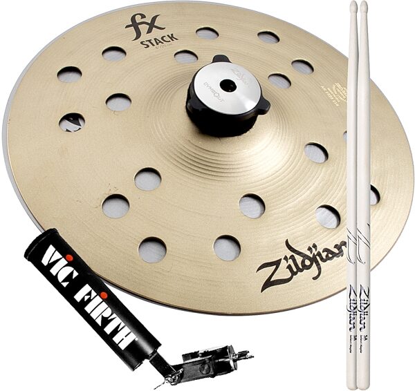 Zildjian FX Stacks, 8&quot;, with Mount, Drum Caddy, and Pair of 5A Maple Sticks, pack