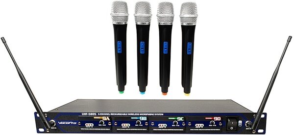 VocoPro UHF-5805 4-Channel Rechargeable Handheld Wireless Microphone System, New, Main