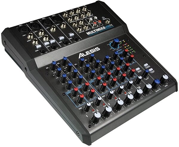 Alesis MultiMix 8 USB FX 8-Channel Mixer with Effects, New, Angle