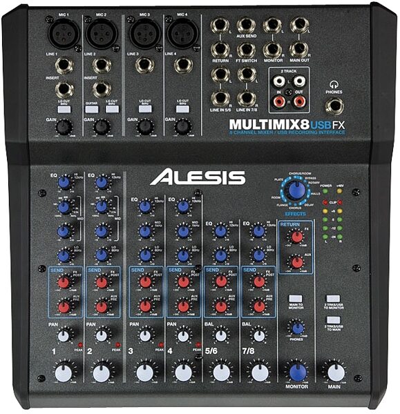 Alesis MultiMix 8 USB FX 8-Channel Mixer with Effects, New, Main