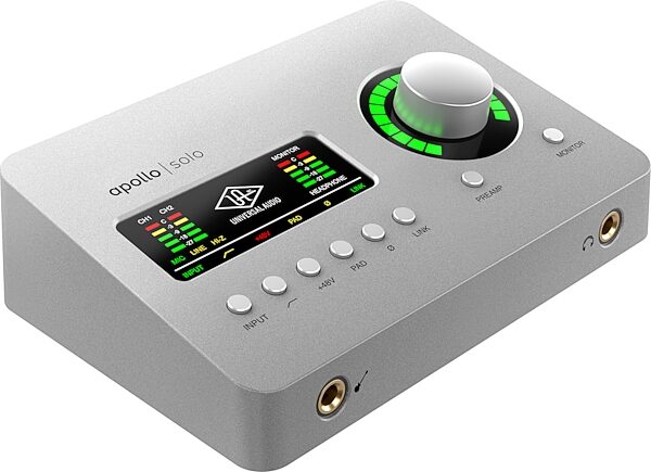 Universal Audio Apollo Solo USB Audio Interface (for Windows), Heritage Edition: Includes premium suite of 5 UAD plug-in titles valued at $1,345, Angle