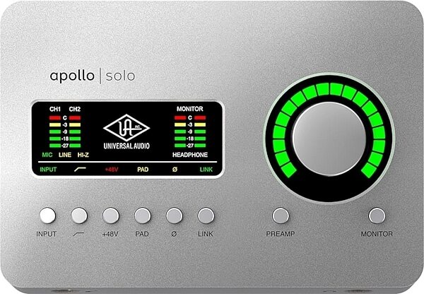 Universal Audio Apollo Solo Thunderbolt 3 Audio Interface, Heritage Edition: Includes premium suite of 5 UAD plug-in titles valued at $1,345, Top