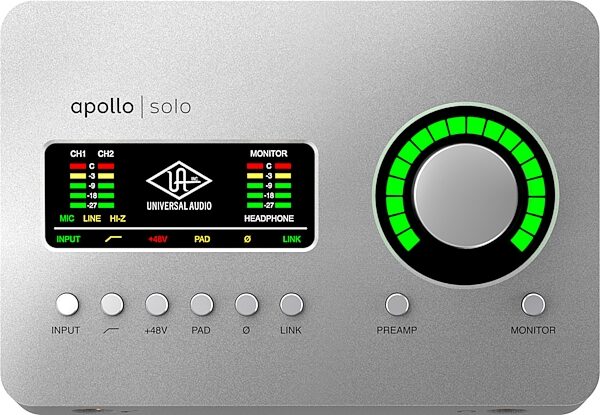 Universal Audio Apollo Solo USB Audio Interface (for Windows), Heritage Edition: Includes premium suite of 5 UAD plug-in titles valued at $1,345, Top