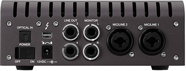 Universal Audio Apollo Twin Duo MkII Thunderbolt 2 Audio Interface, DUO, Heritage Edition: Includes premium suite of 5 UAD plug-in titles valued at $1,345, Rear