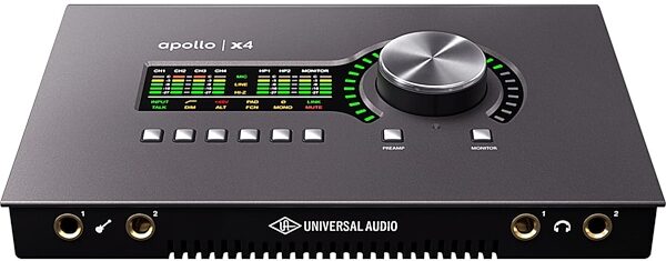 Universal Audio Apollo X4 Thunderbolt 3 Audio Interface, Heritage Edition: Includes premium suite of 10 UAD plug-in titles valued at $2,490, Front