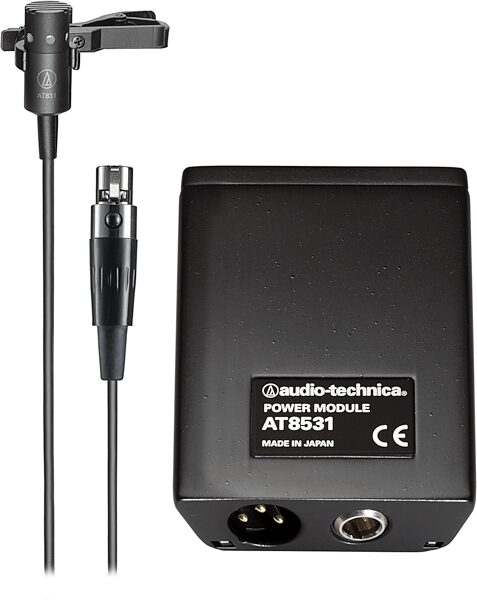 Audio-Technica AT803 Omnidirectional Condenser Lavalier Microphone with AT8531 Power Module, New, Action Position Back