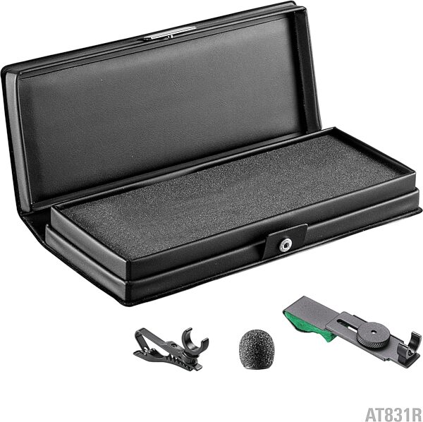 Audio-Technica AT831R Cardioid Condenser Lavalier Microphone with AT8533 Power Module, AT831R, with TA3F connector and guitar mount, AT831R Accessories Included