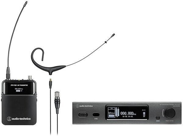 Audio-Technica ATW-3211N892X 3000 Series Wireless Headworn Microphone System (Network-Enabled), Black, Band DE2: 470.125 to 529.975 MHz, Main