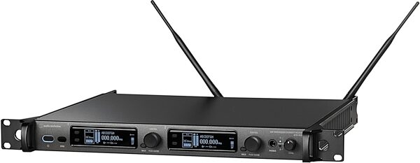 Audio-Technica ATW-R5220DAN 5000 Series Diversity Dual Receiver with Dante Output, DF1 (470 - 608) MHz, Action Position Back