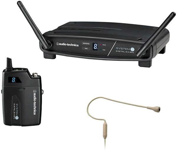 Audio-Technica ATW-1101/H92 System 10 Wireless Headset Microphone System, Beige, (2.4 GHz ISM), Beige