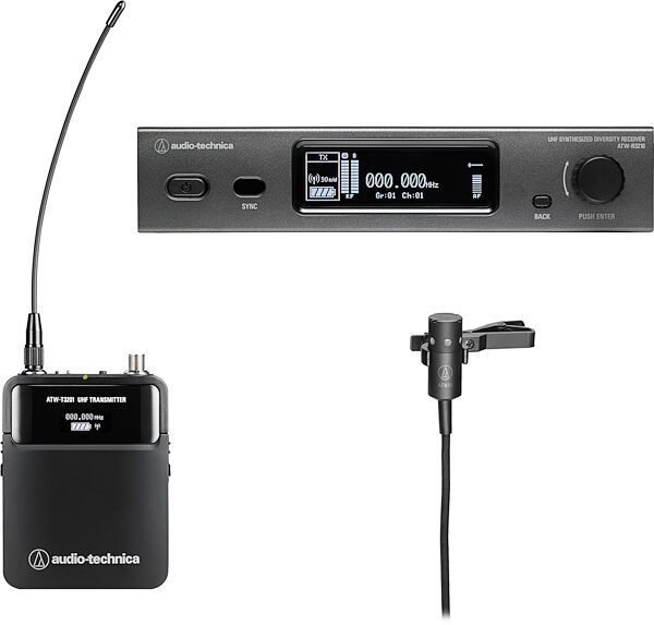 Audio-Technica ATW-3211/831 Fourth-Generation 3000 Series Wireless Lavalier System, Band DE2 (470.125 - 529.975 MHz), Action Position Back