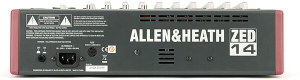 Allen and Heath ZED-14 USB Mixer, 14-Channel, New, Rear