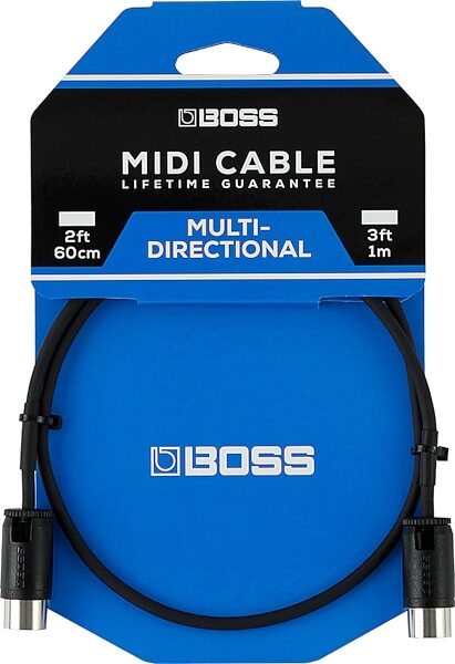 Boss PB-1 Multi Directional MIDI Cable, 1', Action Position Front